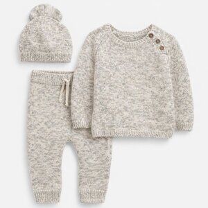 NWT Carter’s Baby Boy 3-Piece Knit Outfit Set 6M – Sweater, Pants & Hat Neutral